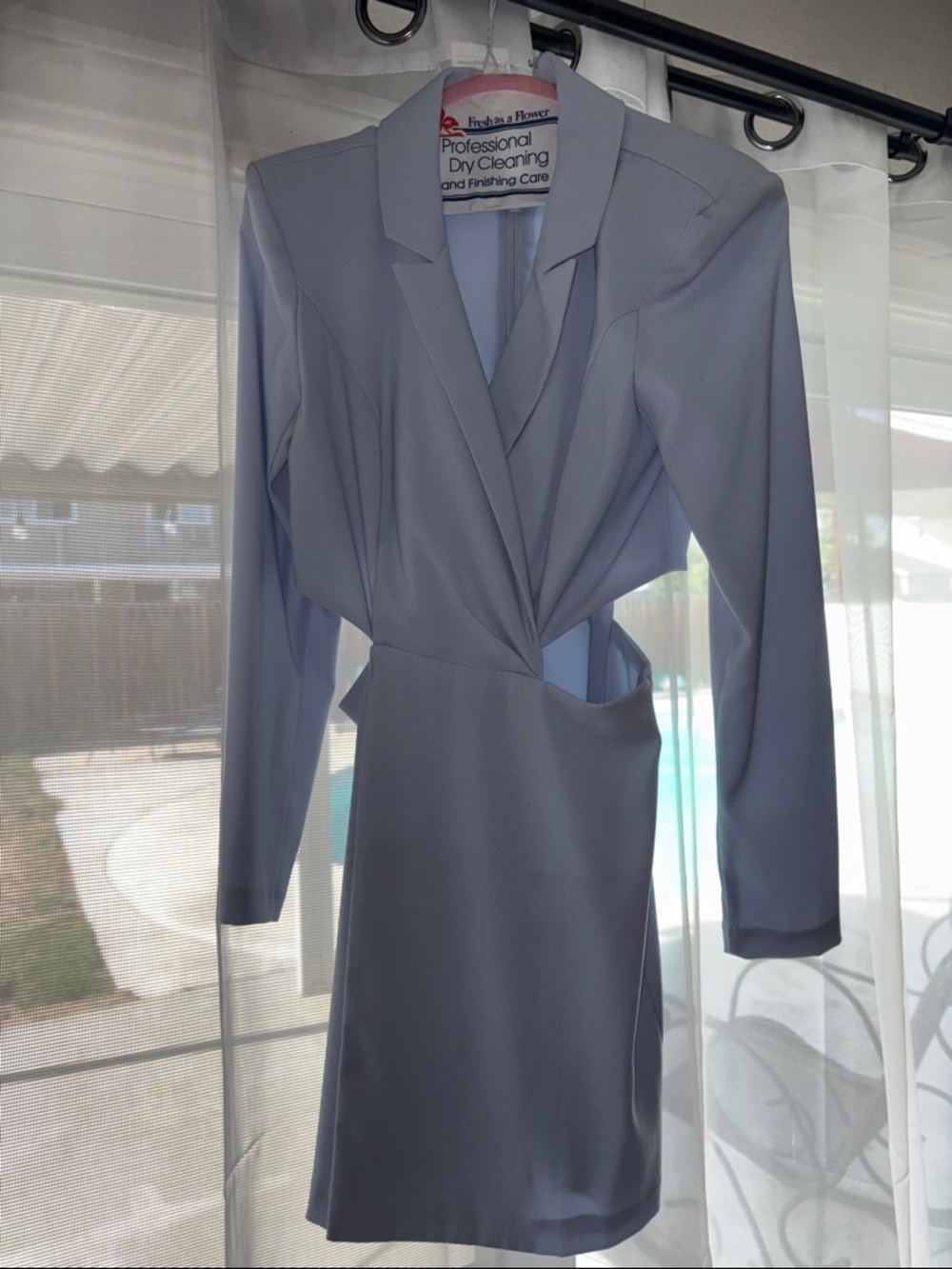 Express Lavender Long-Sleeve Wrap Dress